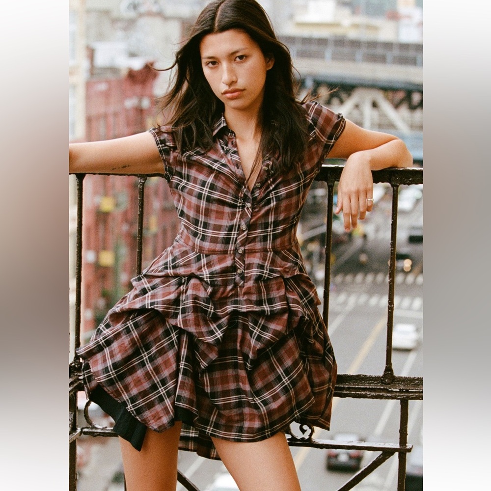 BDG Urban Outfitters New With Tags Max Plaid Mini Dress Size Large!